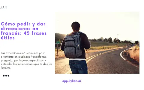 Joven con mochila en una carretera al atardecer, listo para aprender una frase en francés para pedir direcciones.